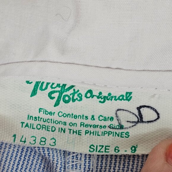 VTG Tiny Tots Original Light Blue/White Striped 3-6M Baby Romper/Jumpsuit + Hat - Picture 13 of 15